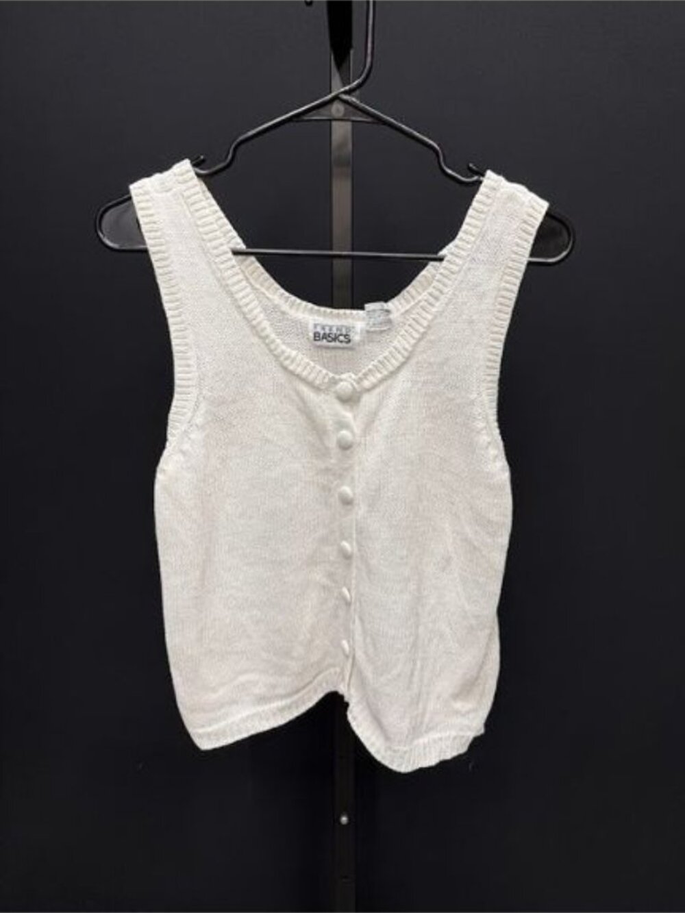Trend Basics Vintage White Cotton Button Up Sweater Tank